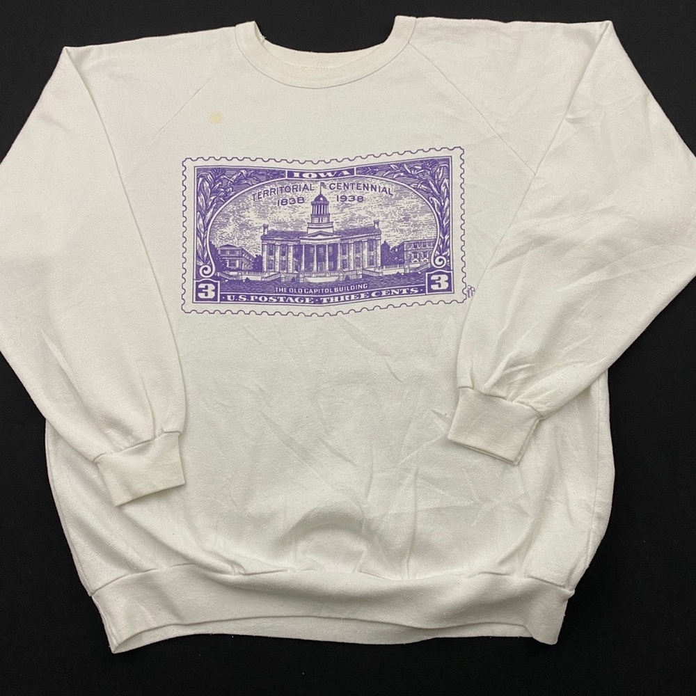 Vintage Iowa postage sweater sz L